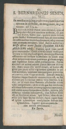 S. Bernardinus Senen.