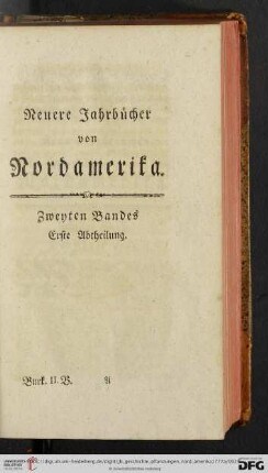 Neuere Jahrbuecher von Nordamerika - Zweyten Bandes Erste Abtheilung