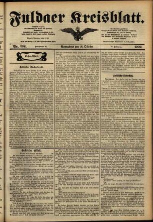 Erste Ausgabe vom Samstag, den 16. Oktober 1909.