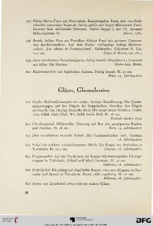 Gläser, Glasmalereien (Nr. 801-815)