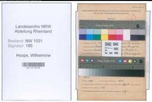 Entnazifizierung Wilhelmine Hoops , geb. 05.12.1892 ()