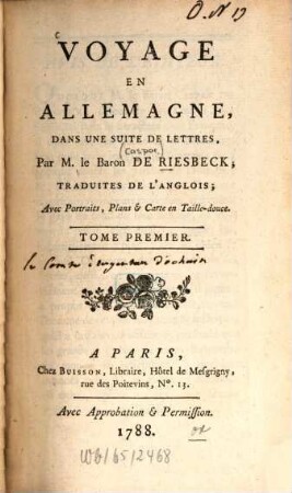 Voyage en Allemagne : Dans une suite de lettres, 1