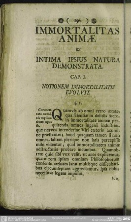 Immortalitas Animae Ex Intima Ipsius Natura Demonstrata