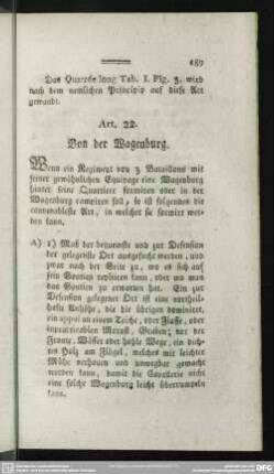 Art. 22. Von der Wagenburg