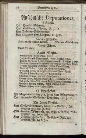 V. Ansehnliche Deputationes.