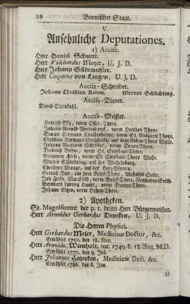 V. Ansehnliche Deputationes.