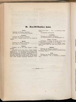 D. Zweifelhafter Adel.