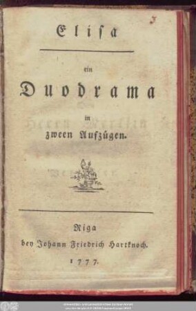 Elisa : ein Duodrama in zween Aufzügen