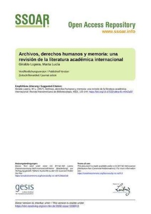 Archivos, derechos humanos y memoria: una revisión de la literatura académica internacional