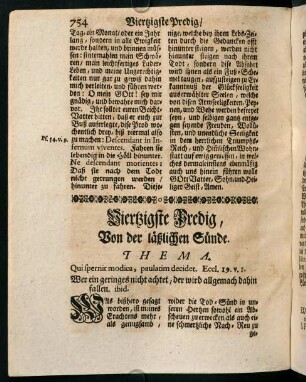 754-770, Viertzigste Predig. Von der läßlichen Sünde