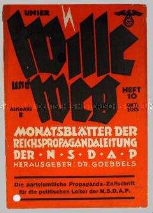Monatsschrift der Propagandaleitung der NSDAP "Unser Wille und Weg" u.a. zur Bedeutung des Rundfunks