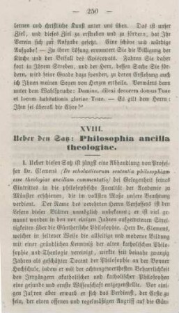 250-266 Ueber den Satz: Philosophie ancilla theologiae