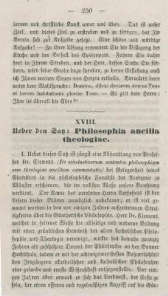 250-266 Ueber den Satz: Philosophie ancilla theologiae