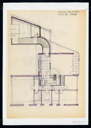 Villa des Architekten Erbacher Straße 7a, Berlin-Grunewald Aufstockungsentwürfe: Grundriss KG
