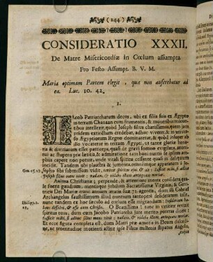 244-253, CONSIDERATIO XXXII. De Matre Misericordiae in Coelum assumpta.