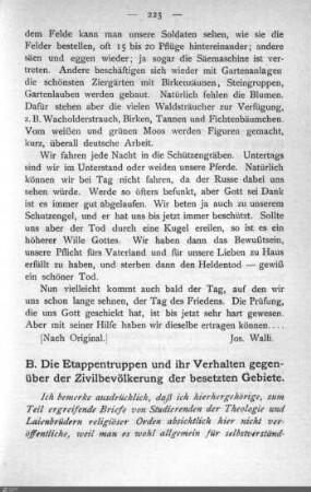 III.2.B. Die Etappengruppen und ihr Verhalten gegenüber der Zivilbevölkerung der besetzten Gebiete