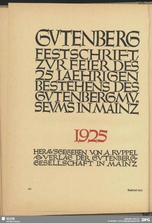 Buchtitel "Gutenberg Festschrift"