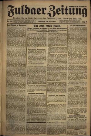Erste Ausgabe vom Mittwoch, den 29. Juni 1932.