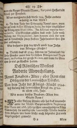 Deß Römischen Weesens Anderte Abwechslung.