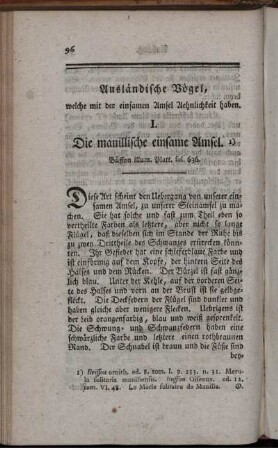 Ausländische Vögel, welche mit der einsamen Amsel Aehnlichkeit haben. I. Die manillische einsame Amsel.