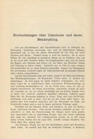 Beobachtungen über Unkräuter und deren Bekämpfung