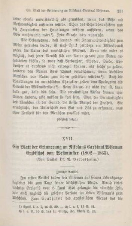 231-250 Ein Blatt der Erinnerung an Nikolaus Cardinal Wiseman, Erzbischof von Westminster (1802-1865) : II.