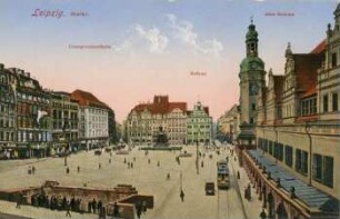 Leipzig: Markt ; Altes Rathaus, Untergrundmeßhalle, Meßamt