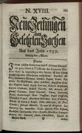 N. XVIII. Leipzig, den 4 Mart. - N. XXV. Leipzig, den 28 Mart.