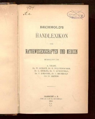 Bechhold's Handlexikon der Naturwissenschaften und Medizin