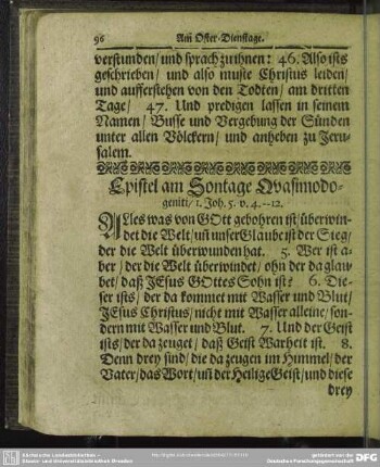 Epistel am Sontage Quasimodogeniti