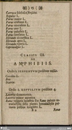 Classis III. De Amphibiis