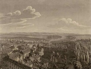 Panorama der Residenz Stadt Carlsruhe - Aussicht gegen Süden