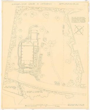 Gartenanlage Evangelische Kirche, Erkrath-Unterbach: Bepflanzungsplan: Grundriss 1:100