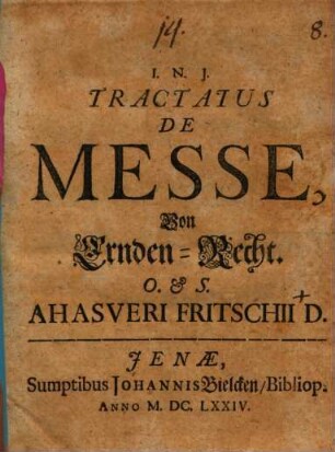 Tractatus De Messe = Von Ernden-Recht