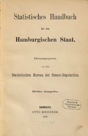 Statistisches Jahrbuch. 1885 = Ausg. 3