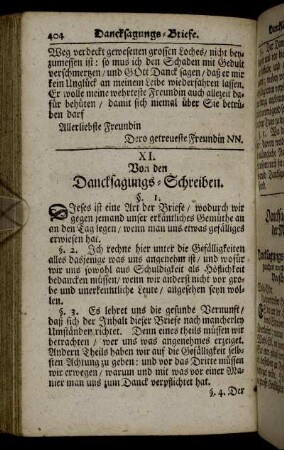 XI. Von den Dancksagungs-Schreiben.