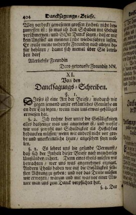 XI. Von den Dancksagungs-Schreiben.