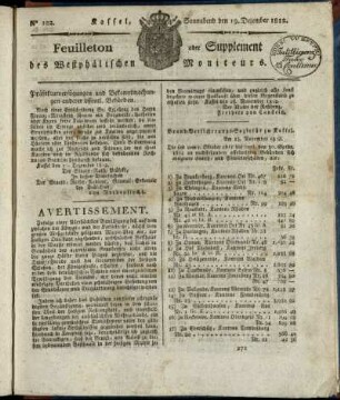 No. 102, Sonnabend den 19. Dezember 1812
