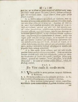 Cap. I. De Vitæ causi & cordis motu