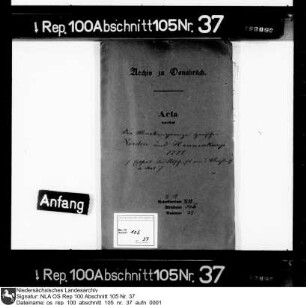Markengrenze zwischen Vörden und Hinnenkamp Enthält auch: Abschrift eines Vergleichs von 1605