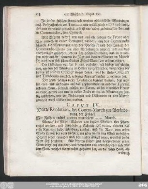 Caput IV. Dritte Evolution, der Contra-March zur Veränderung der Flügel.