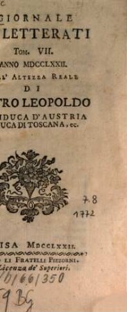 Giornale de'letterati. 7. 1772