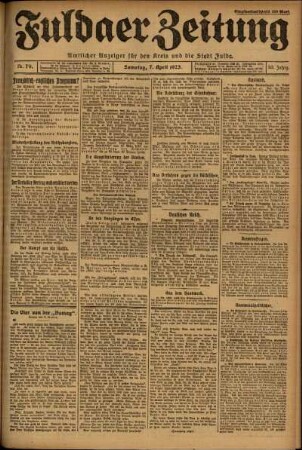 Ausgabe vom Samstag, den 07. April 1923.