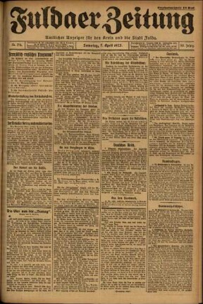 Ausgabe vom Samstag, den 07. April 1923.