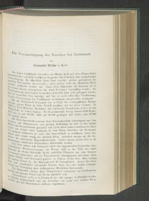 Die Verunreinigung der Emscher bei Dortmund
