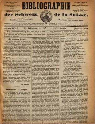 Bibliographie der Schweiz : = Bibliographie de la Suisse. 3. 1873