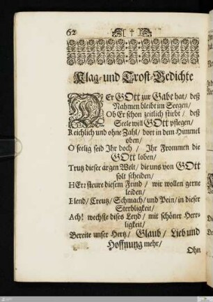 Klag= und Trost=Gedichte