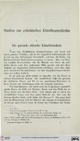 4: Studien zur griechischen Künstlergeschichte, [1] : die parisch-attische Künstlerschule