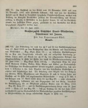 86. Ministerial-Bekanntmachung, betreffend eine Abgabenerhebung für jedes Stück Rindvieh zur Verbandskasse der Viehbesitzer des Großherzogthums