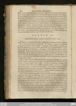 Sectio IV. Quinam sint effectus peccati originalis in hac vita.